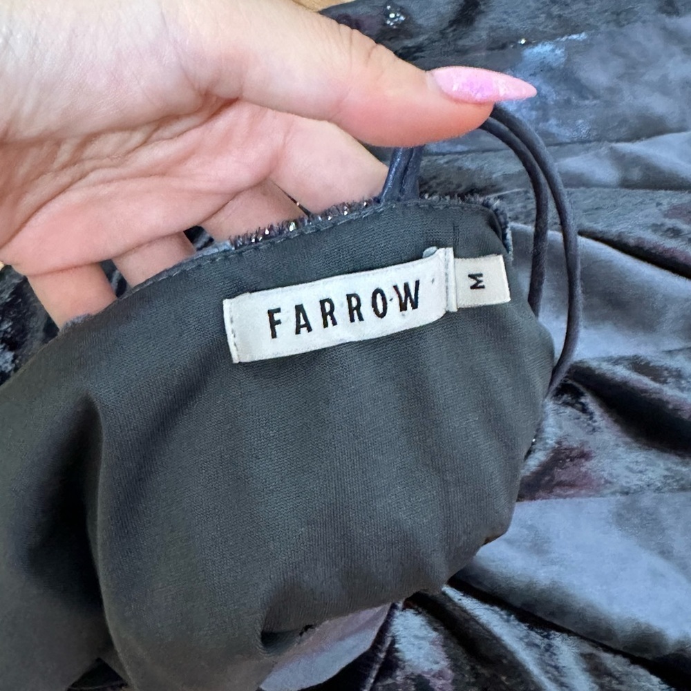 FARROW Elegant velvet sparkly striped Mini Dress - Picture 3 of 7